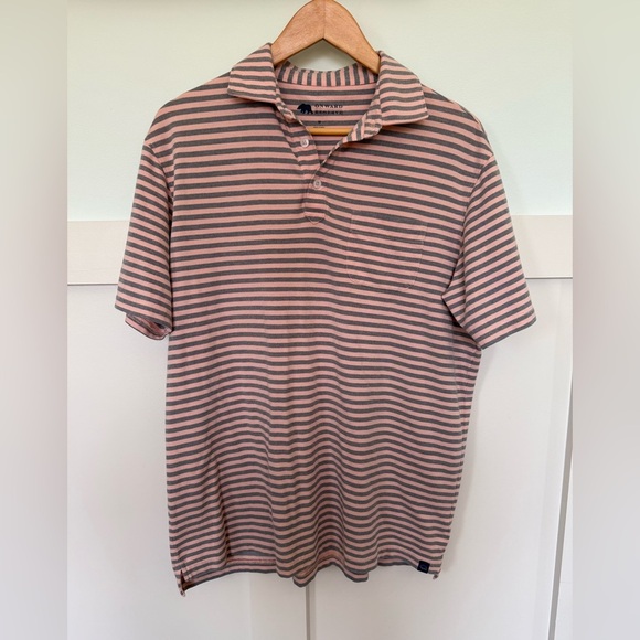 Onward Reserve Short Sleeve Polo Shirt Men’s MED Pink Striped Golf Performance - Picture 1 of 5